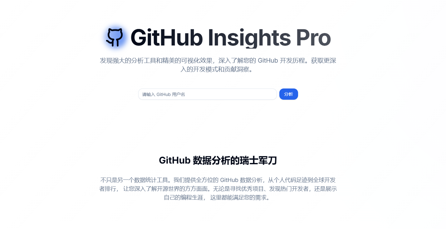 「GitHub Insights Pro」专业的 GitHub 数据分析与可视化工具 1 20241203040451457